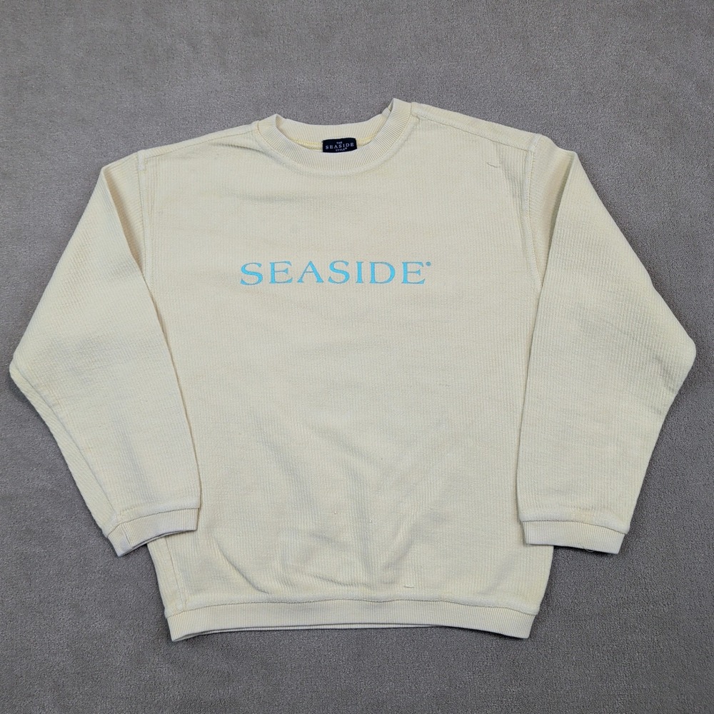 The Seaside Style Coastal Sweatshirt Youth M Cream 100% Cotton Beachy Preppy